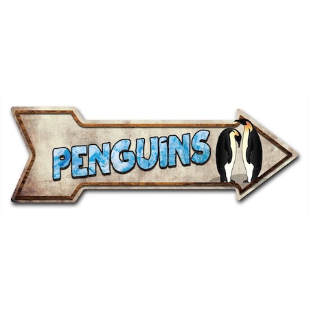 Signmission Penguins Arrow Decal Funny Home Decor 24in Wide D-A-8-999679